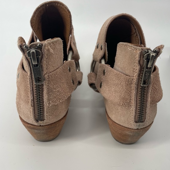 Frye Suede Ray Harness Back-Zip Ankle Booties with Cut out - Size 6 - Picture 4 of 11